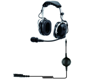 A double-sided high-quality black headset with arm mic