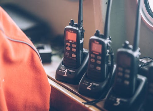 Two-way radios kept on a table