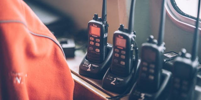 Two-way radios kept on a table