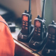 Two-way radios kept on a table